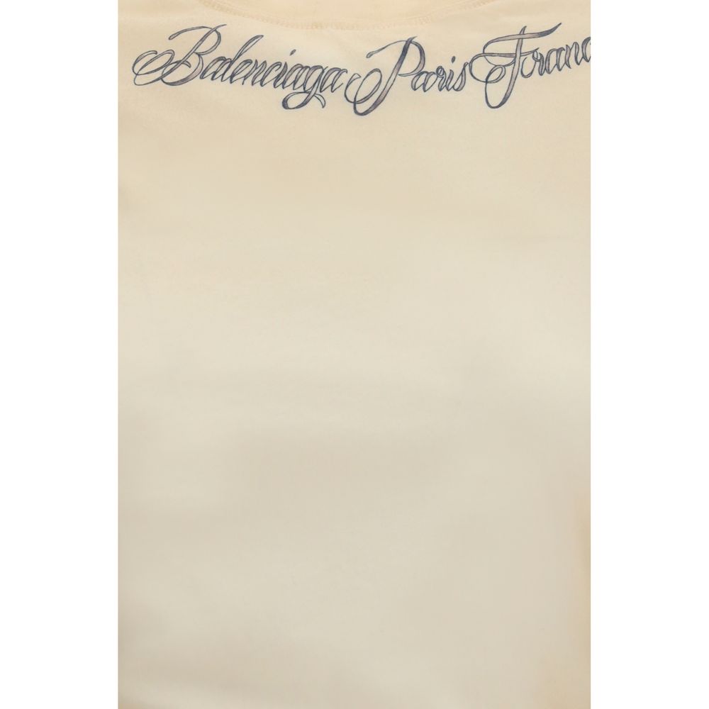 Beige Cotton T-Shirt with Distressed Details