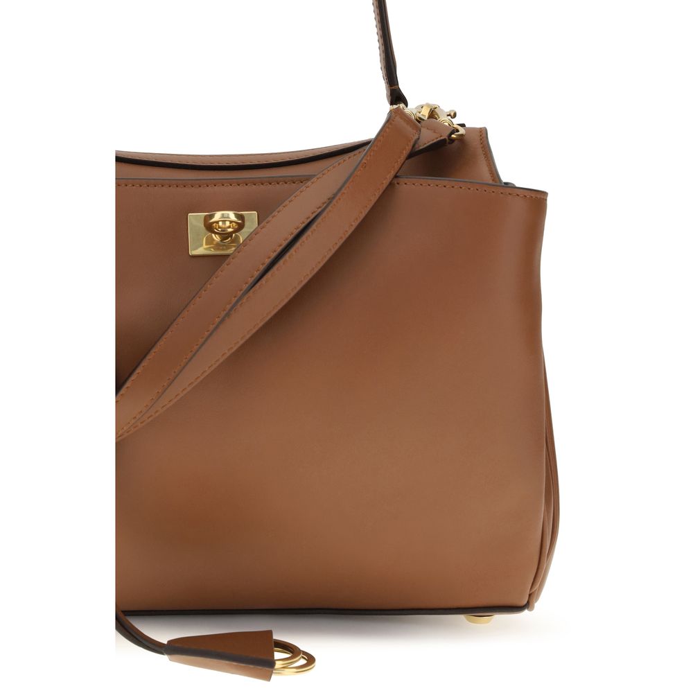 Brown Leather Rodeo Shoulder Bag with Removable Strap
