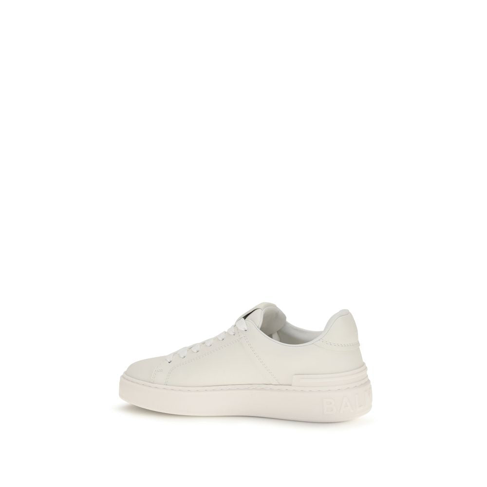 White Leather Balmain B-Court Athletic Sneakers