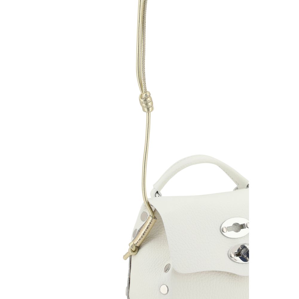 White Leather Shoulder Bag with Swivel Hook Closure