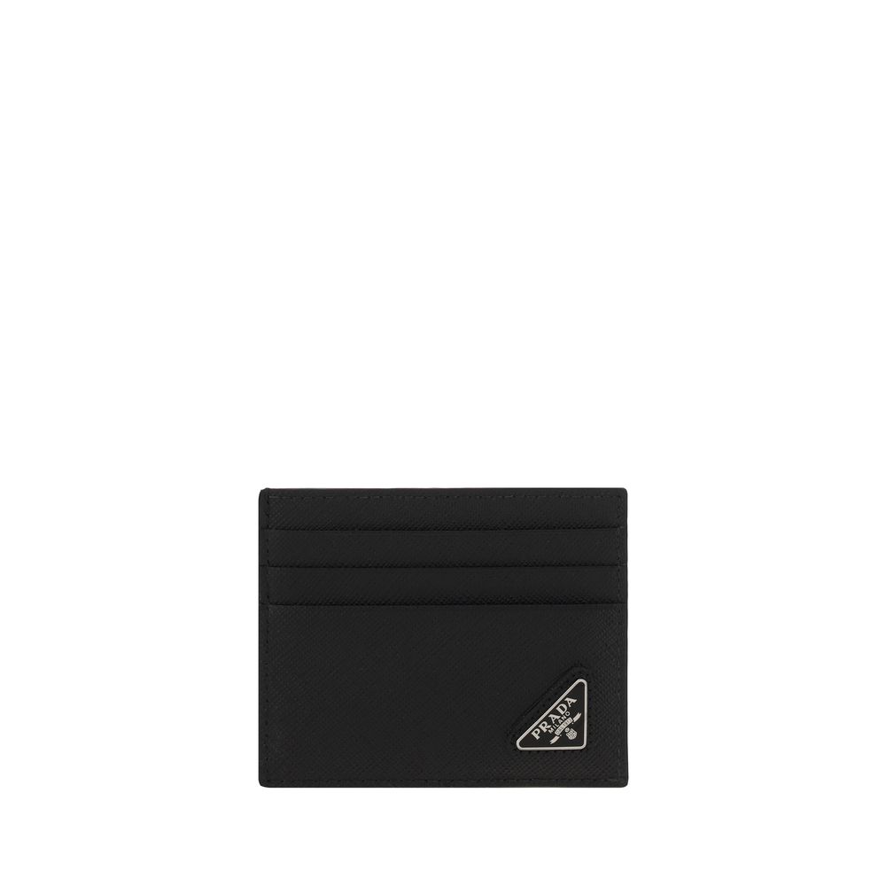Schwarzes Leder Portemonnaie mit Kartenhalter von Prada