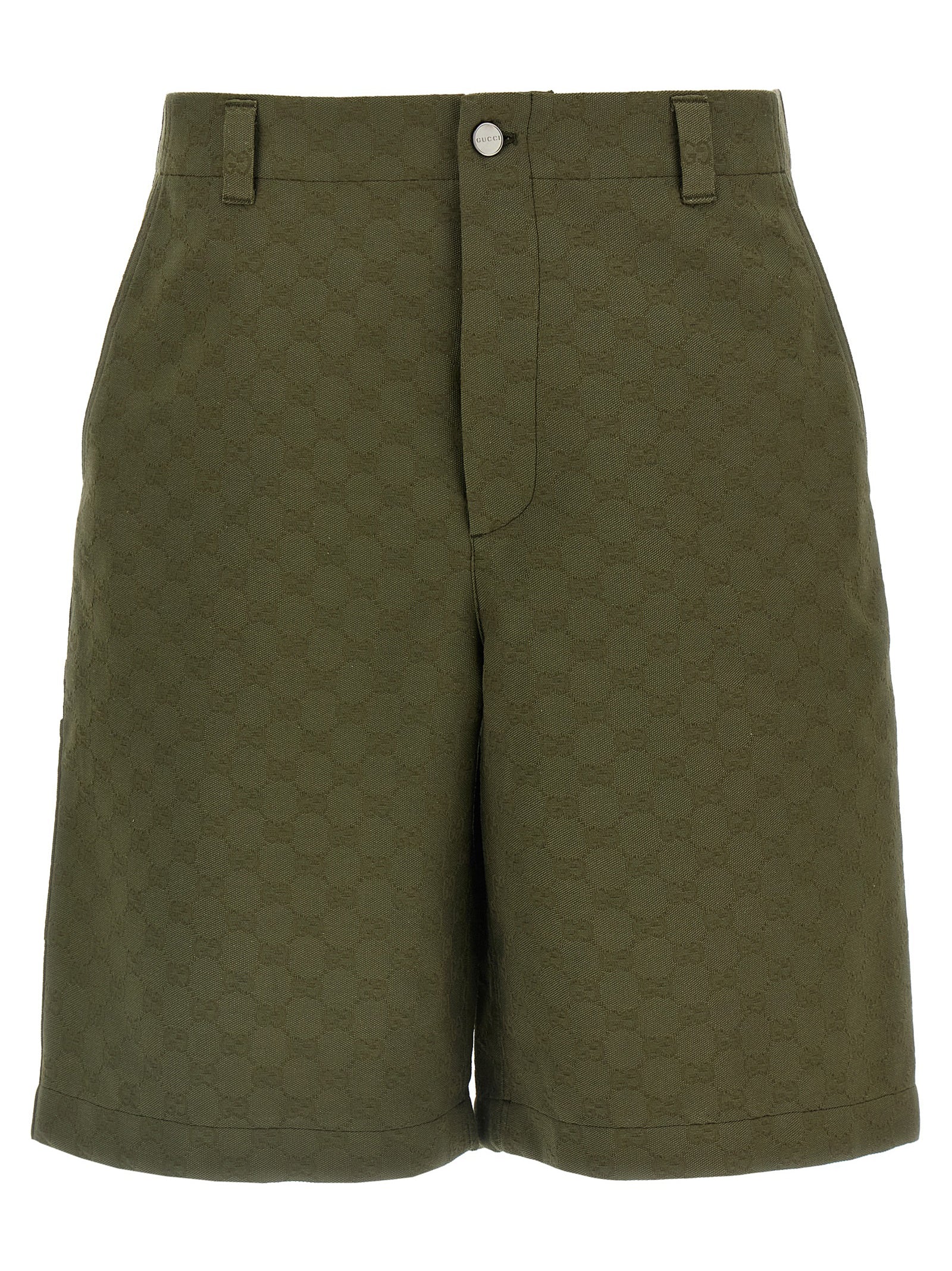 Gucci Green GG Fabric Cotton Bermuda Shorts