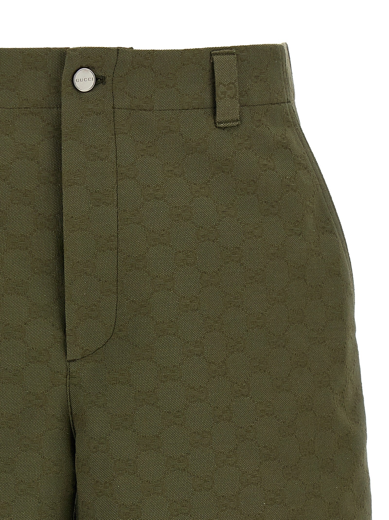 Gucci Green GG Fabric Cotton Bermuda Shorts