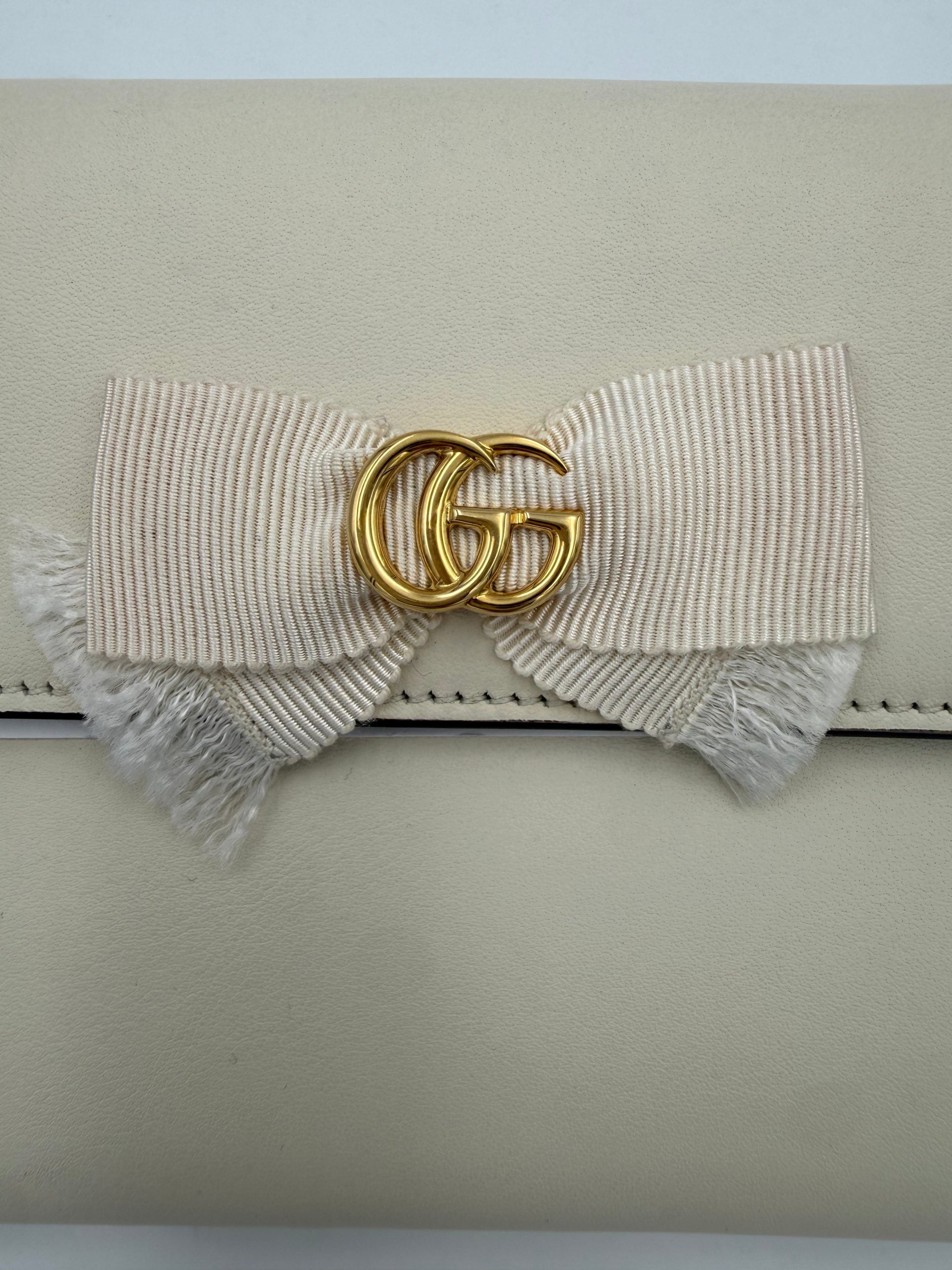 Gucci White GG Marmont Compact Leather Wallet