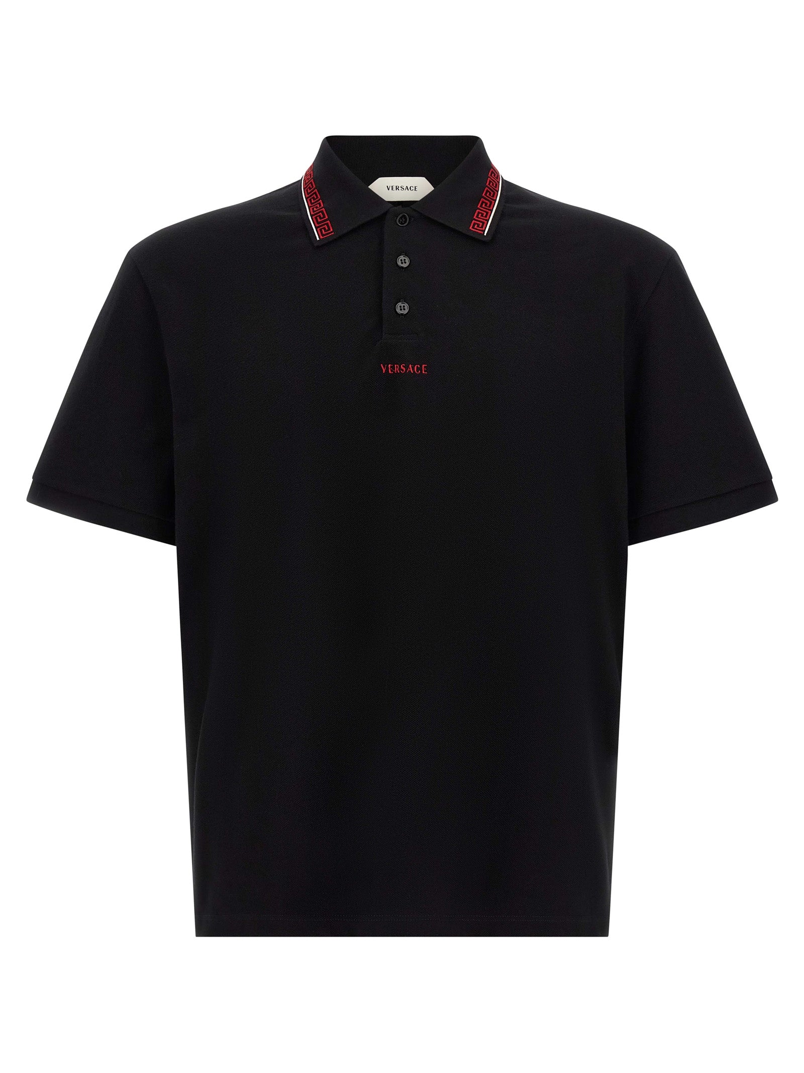 Versace Black Cotton Piqué Polo Shirt
