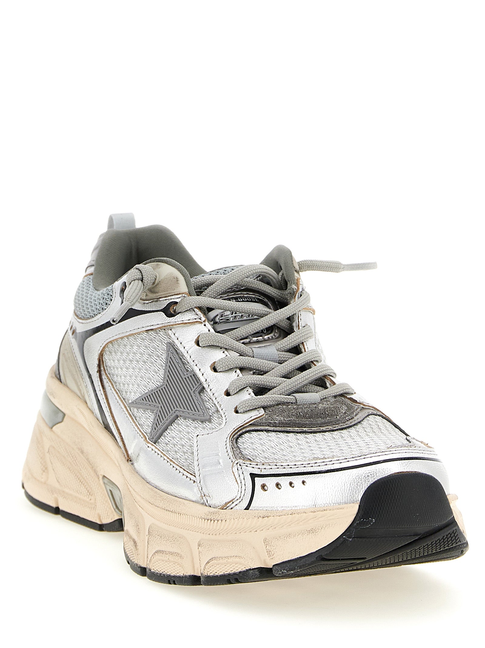 Golden Goose Silver Lightstar Leather Synthetic Chunky Sneakers