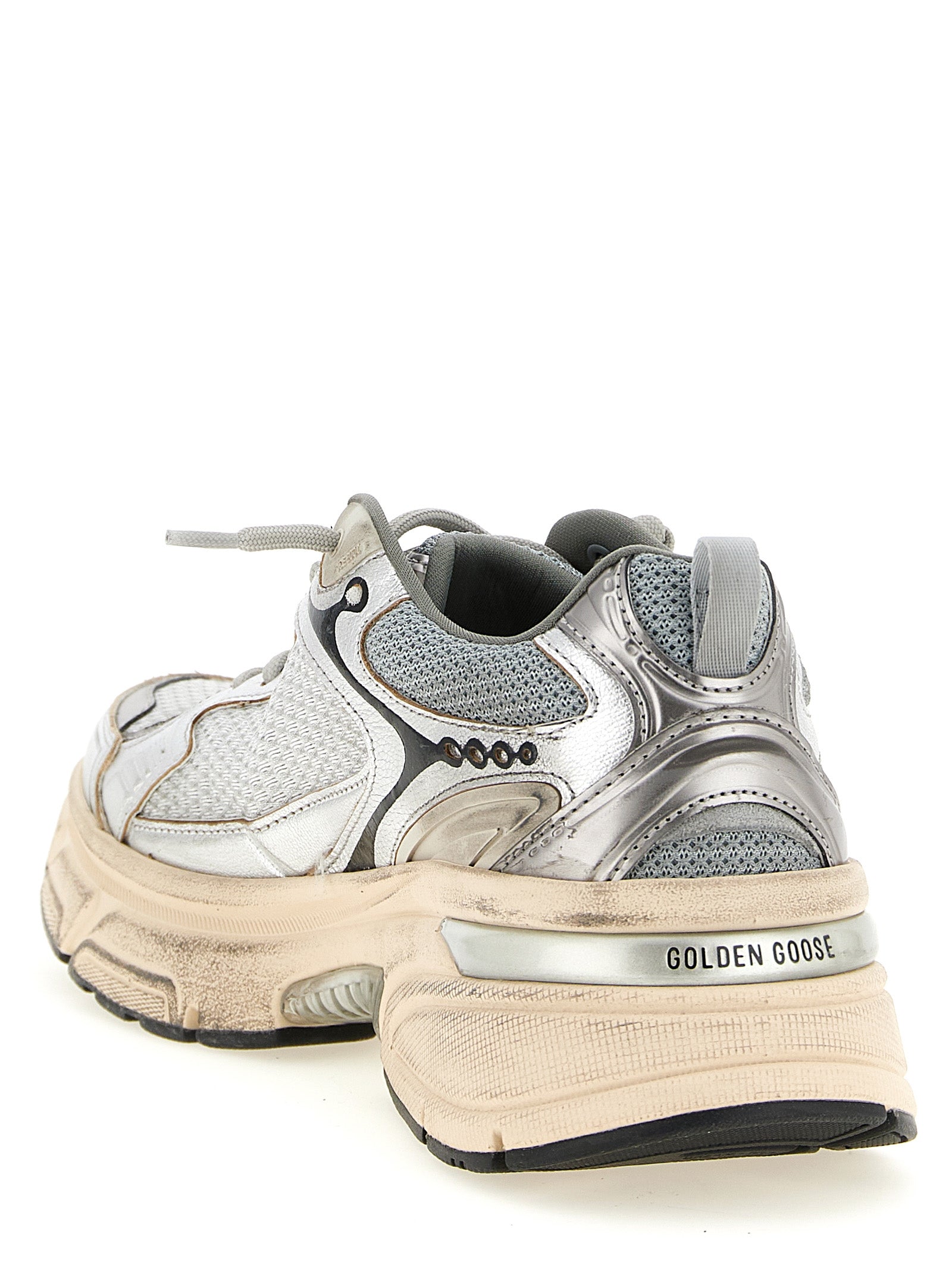 Golden Goose Silver Lightstar Leather Synthetic Chunky Sneakers