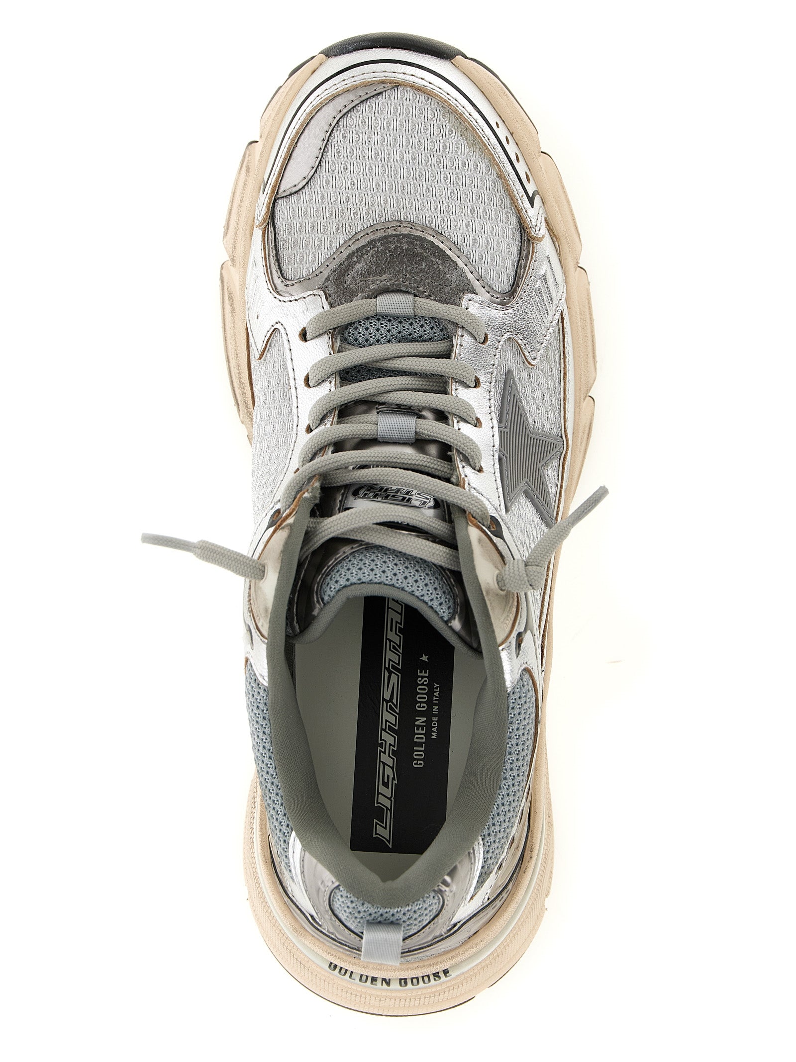 Golden Goose Silver Lightstar Leather Synthetic Chunky Sneakers