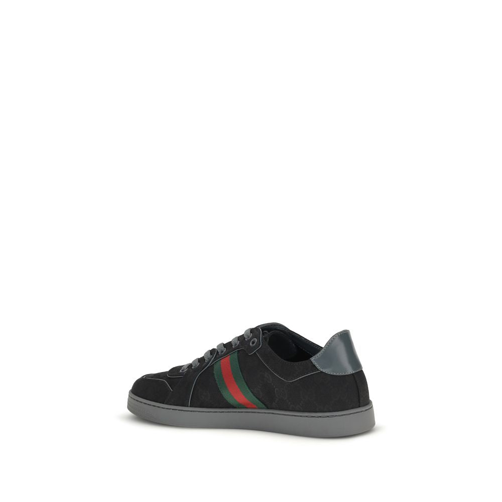 Black Synthetic Gucci Sneakers with Web Stripe Detail