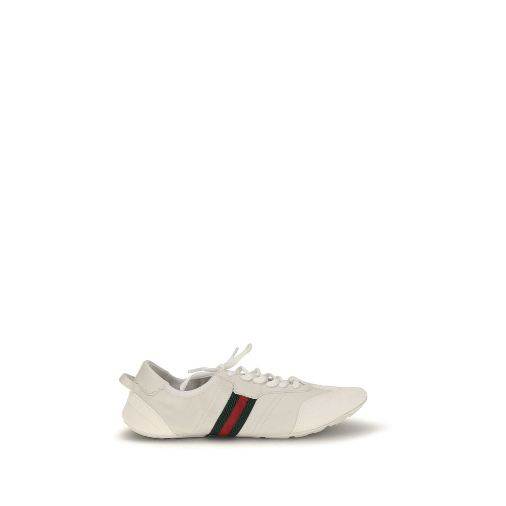White Leather Low Top Sneakers by Gucci