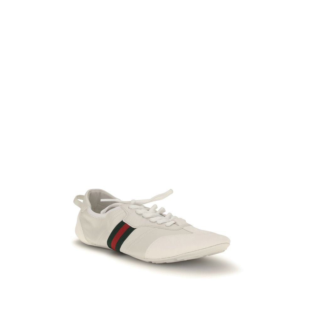 White Leather Low Top Sneakers by Gucci