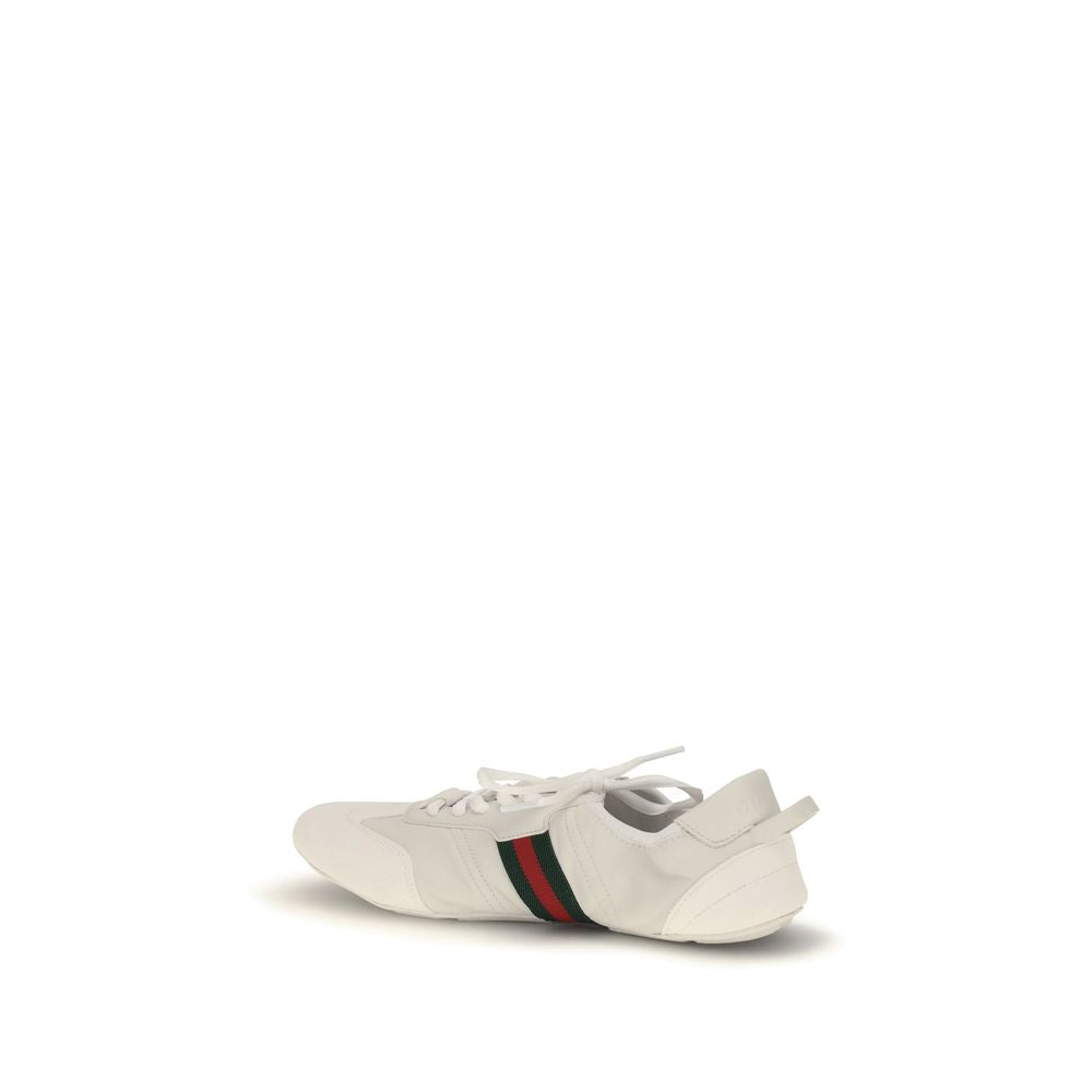 White Leather Low Top Sneakers by Gucci