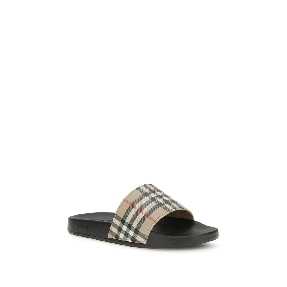 Black Synthetic Slides with Signature Check Strap