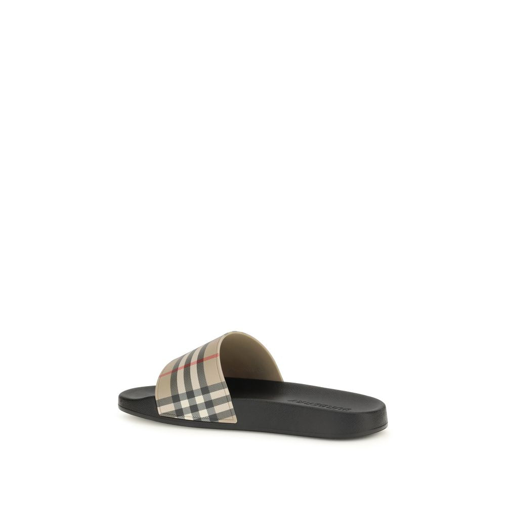Black Synthetic Slides with Signature Check Strap