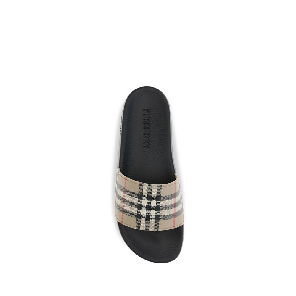 Black Synthetic Slides with Signature Check Strap