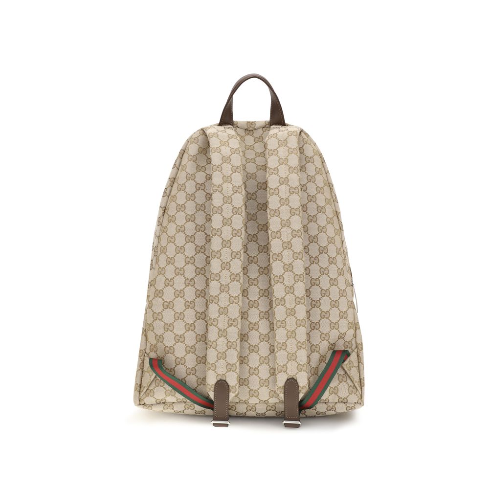 Beige Gucci Synthetic Backpack with Leather Trim