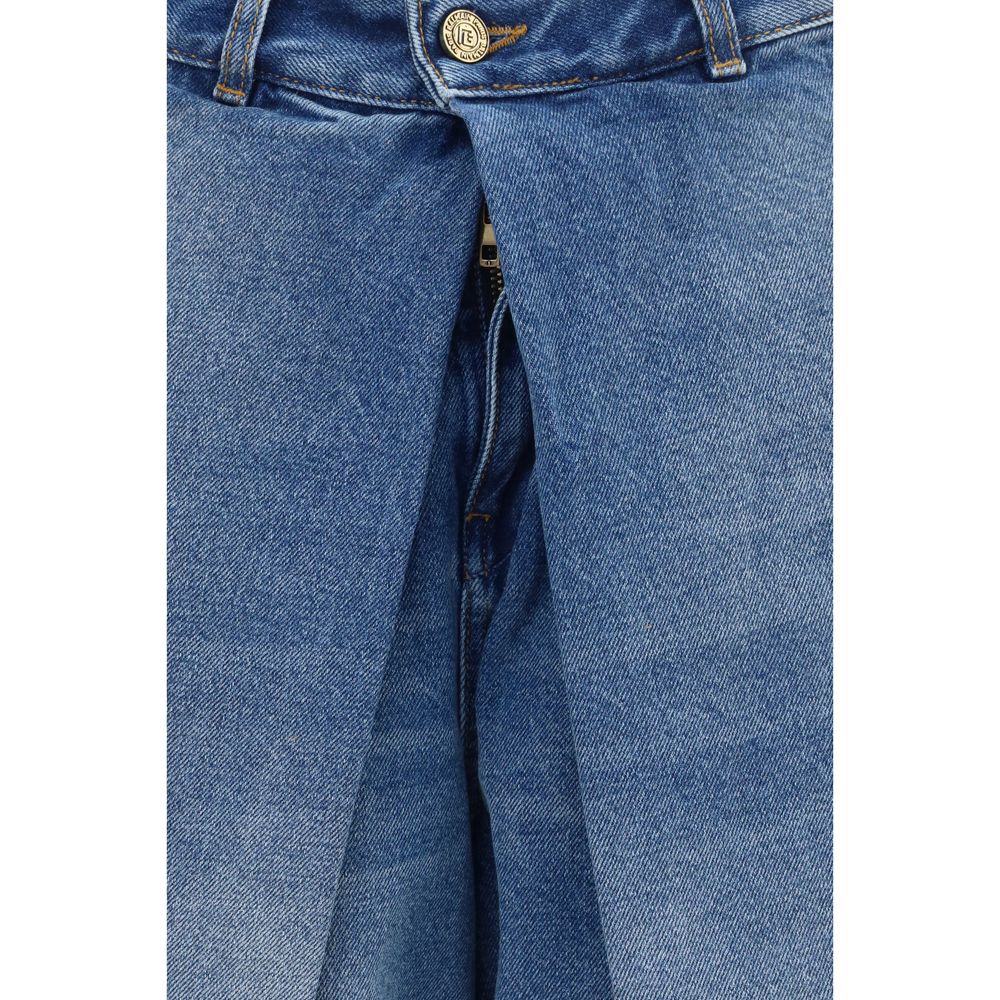 Balmain Blue Barrel Fit Cotton Jeans