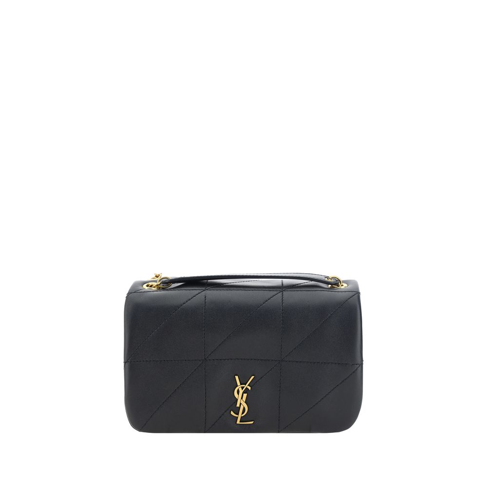 Schwarze Jamie Leder-Schultertasche mit YSL-Plakette