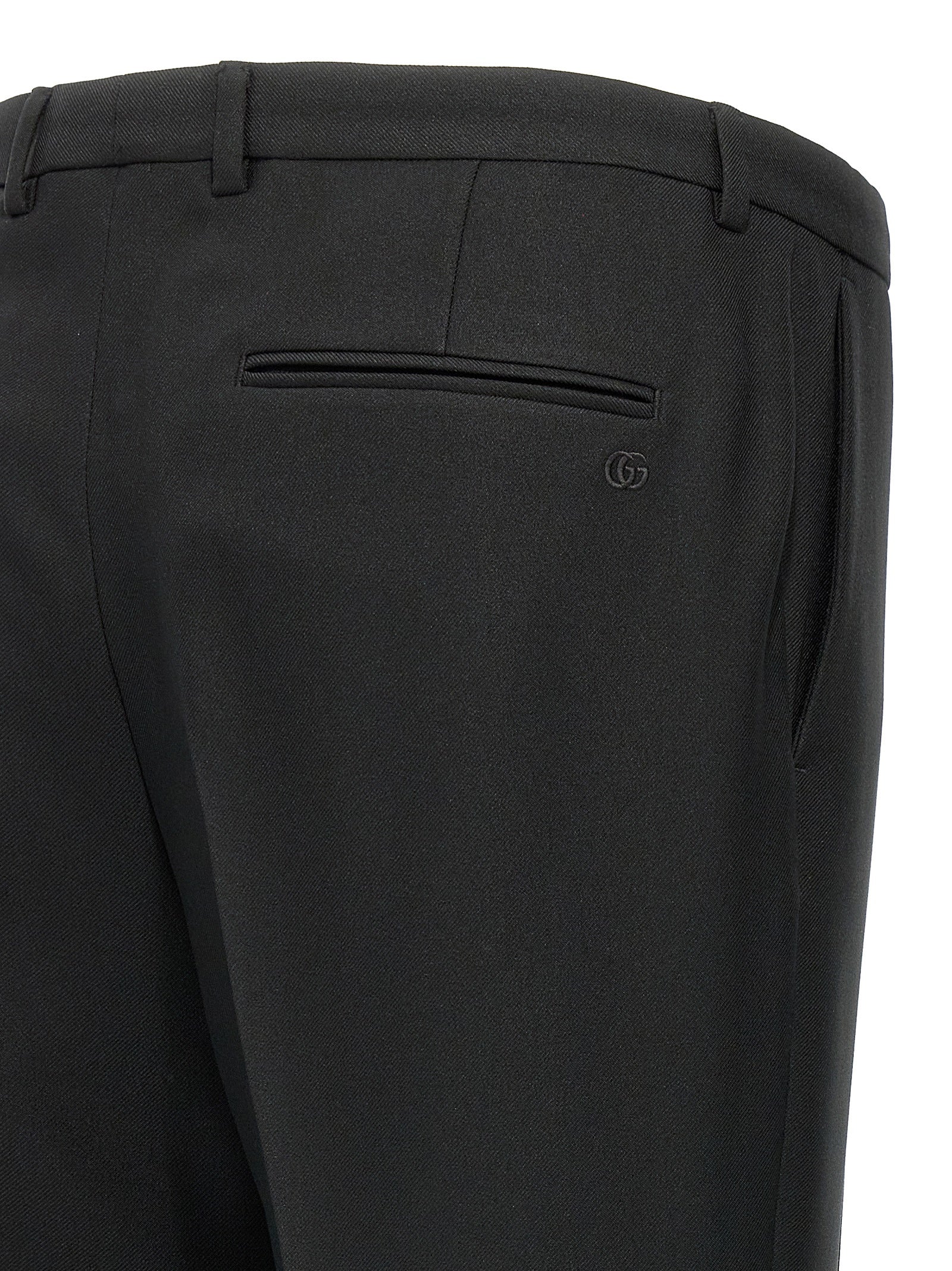 Gucci Black Twill Casual Pants Polyester