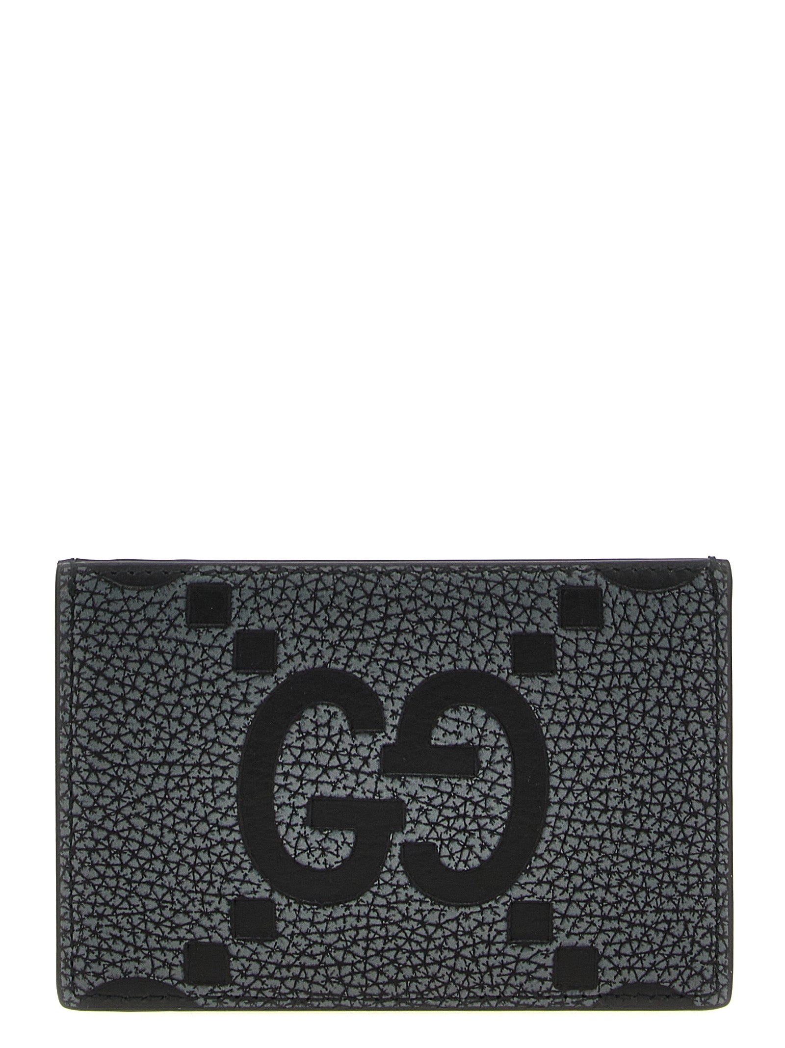 Gucci Black Maxi GG Hammered Leather Cardholder