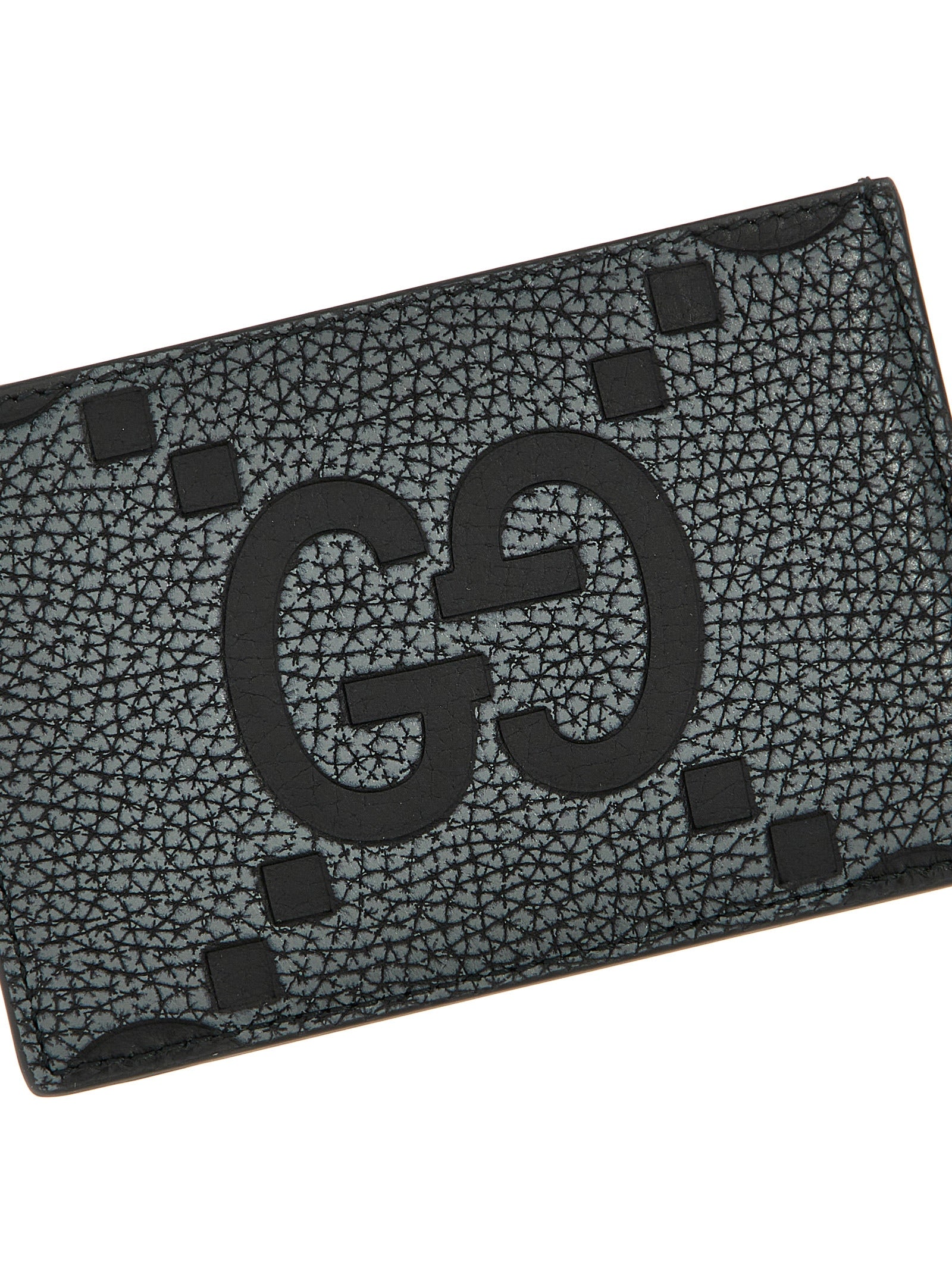 Gucci Black Maxi GG Hammered Leather Cardholder