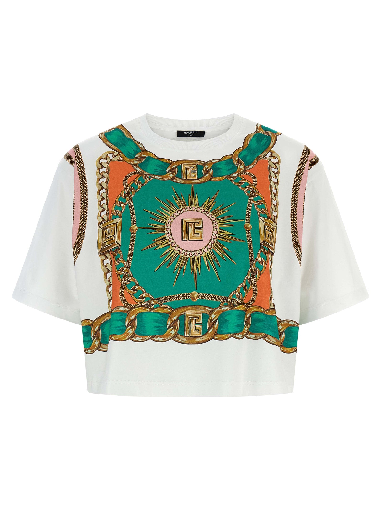 Balmain Multicolor Cotton Cropped T-Shirt