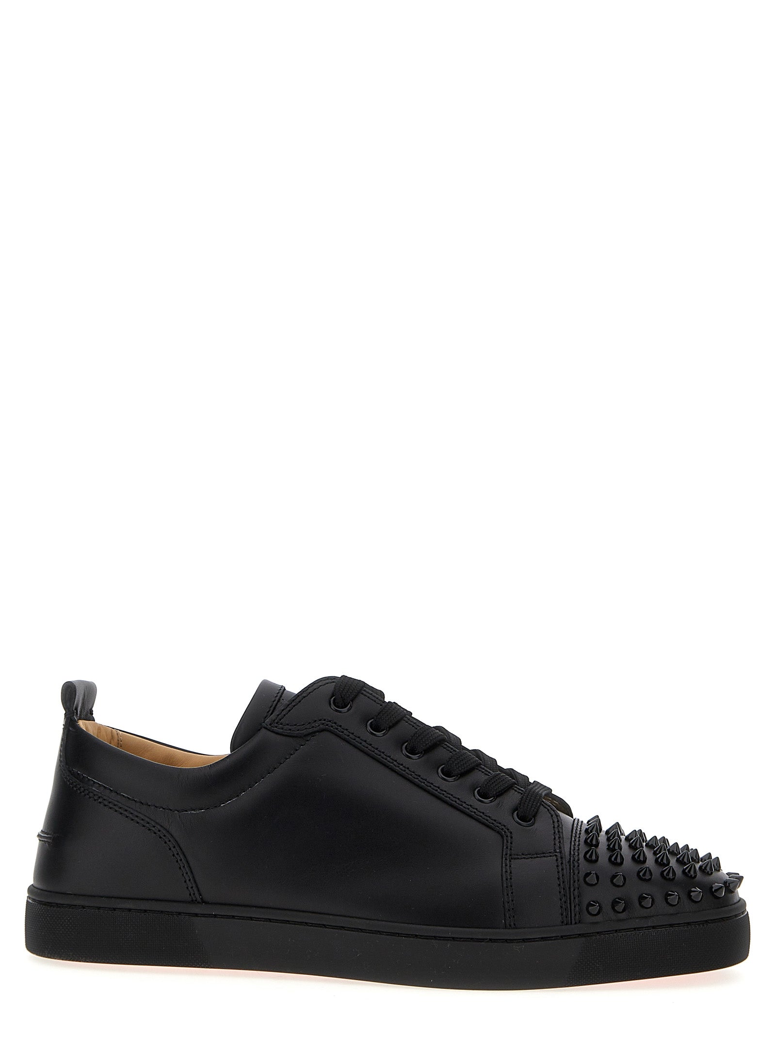 Christian Louboutin Black Louis Junior Spikes Flat Sneakers Leather