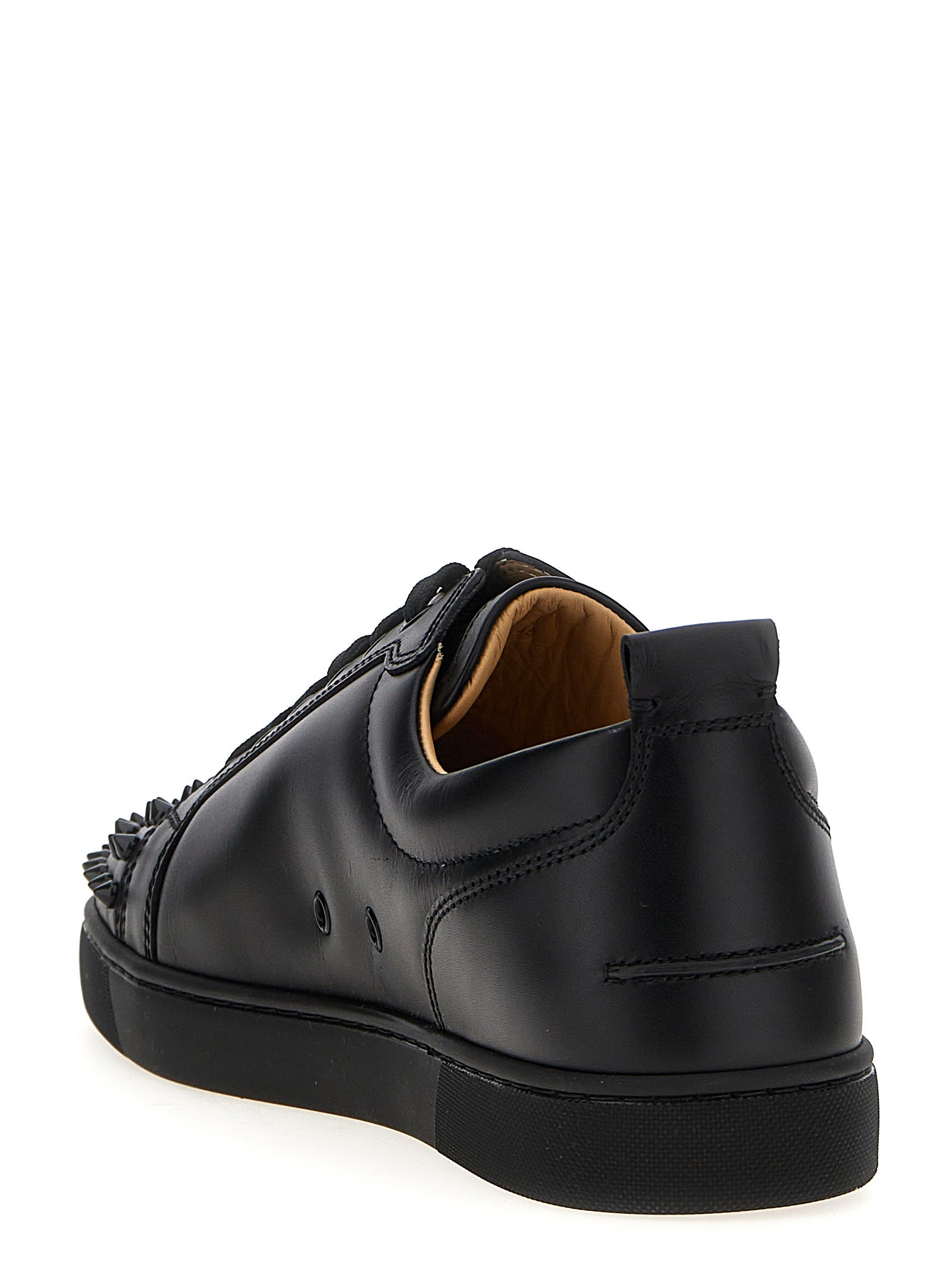 Christian Louboutin Black Louis Junior Spikes Flat Sneakers Leather