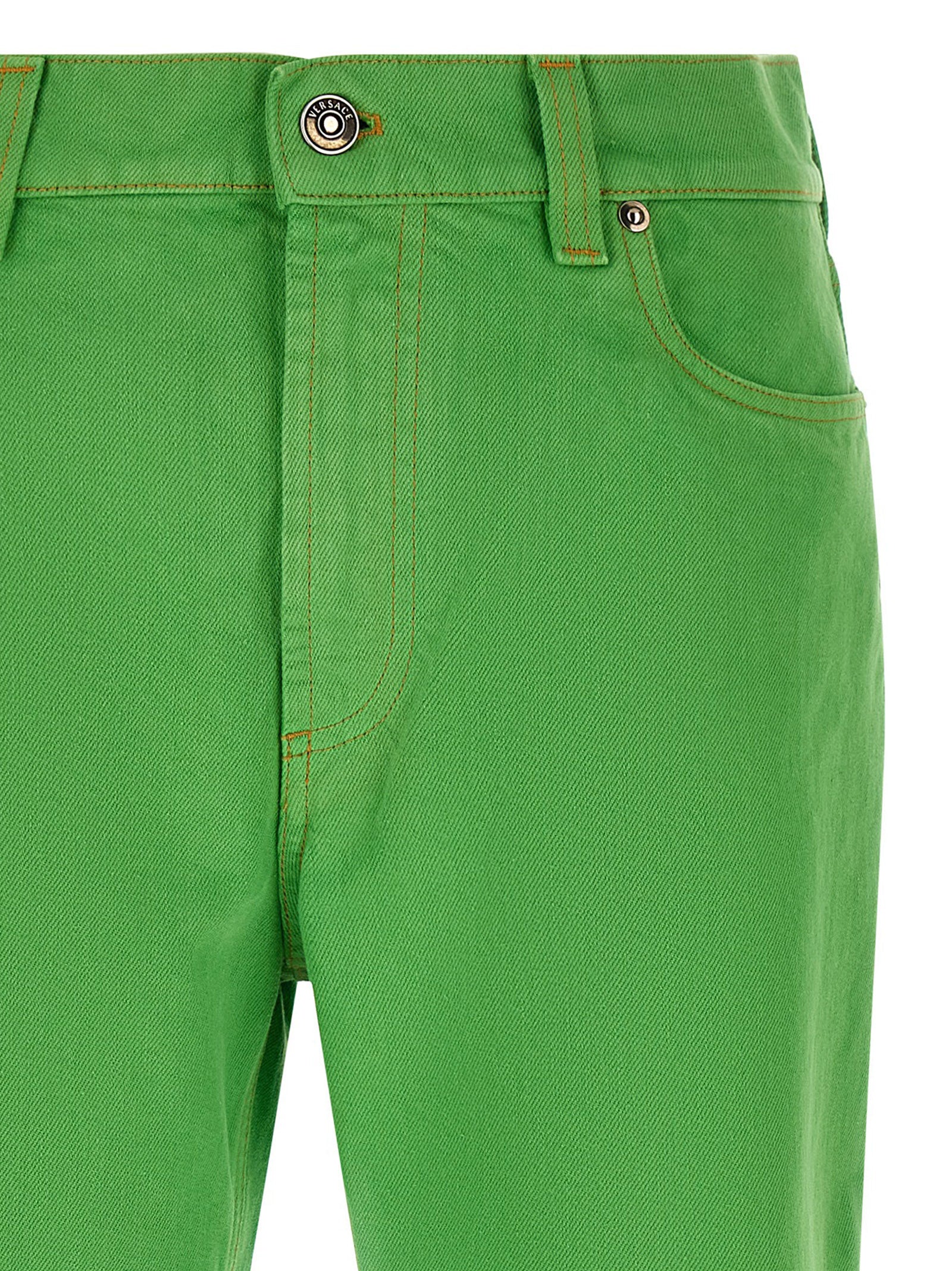 Bicolor Cotton Cropped Jeans