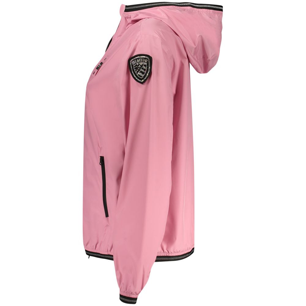 Rosa wasserdichte Damenjacke mit Strasssteinen aus Synthetik