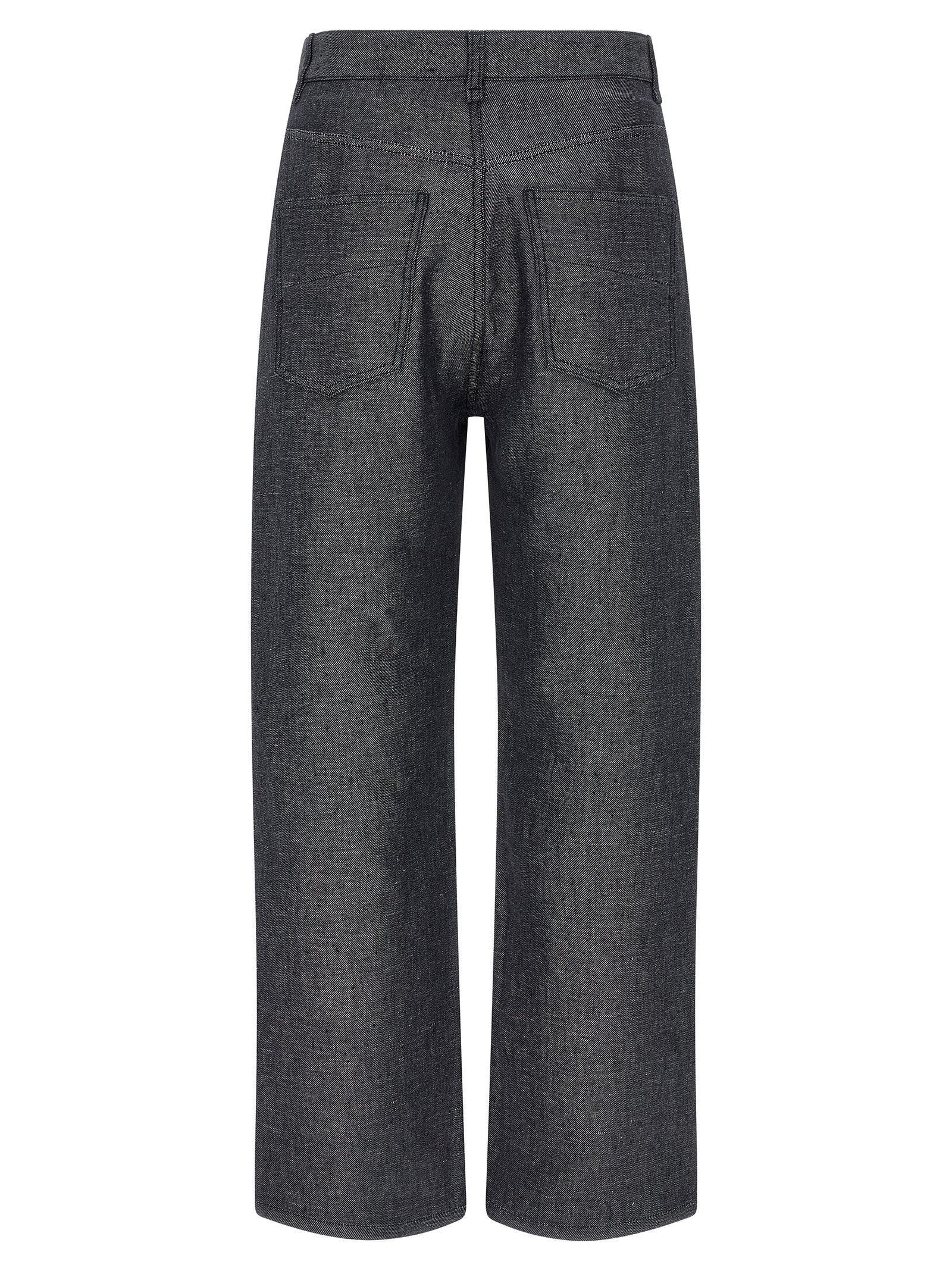 Fendi Gray Linen Cotton Silk Straight-Leg Jeans