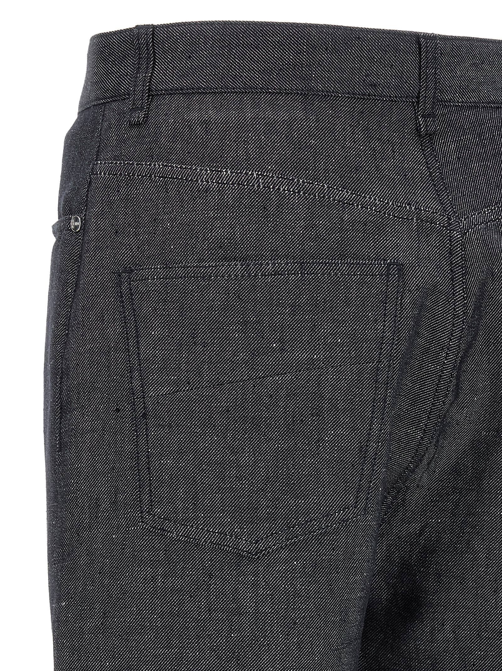 Fendi Gray Linen Cotton Silk Straight-Leg Jeans