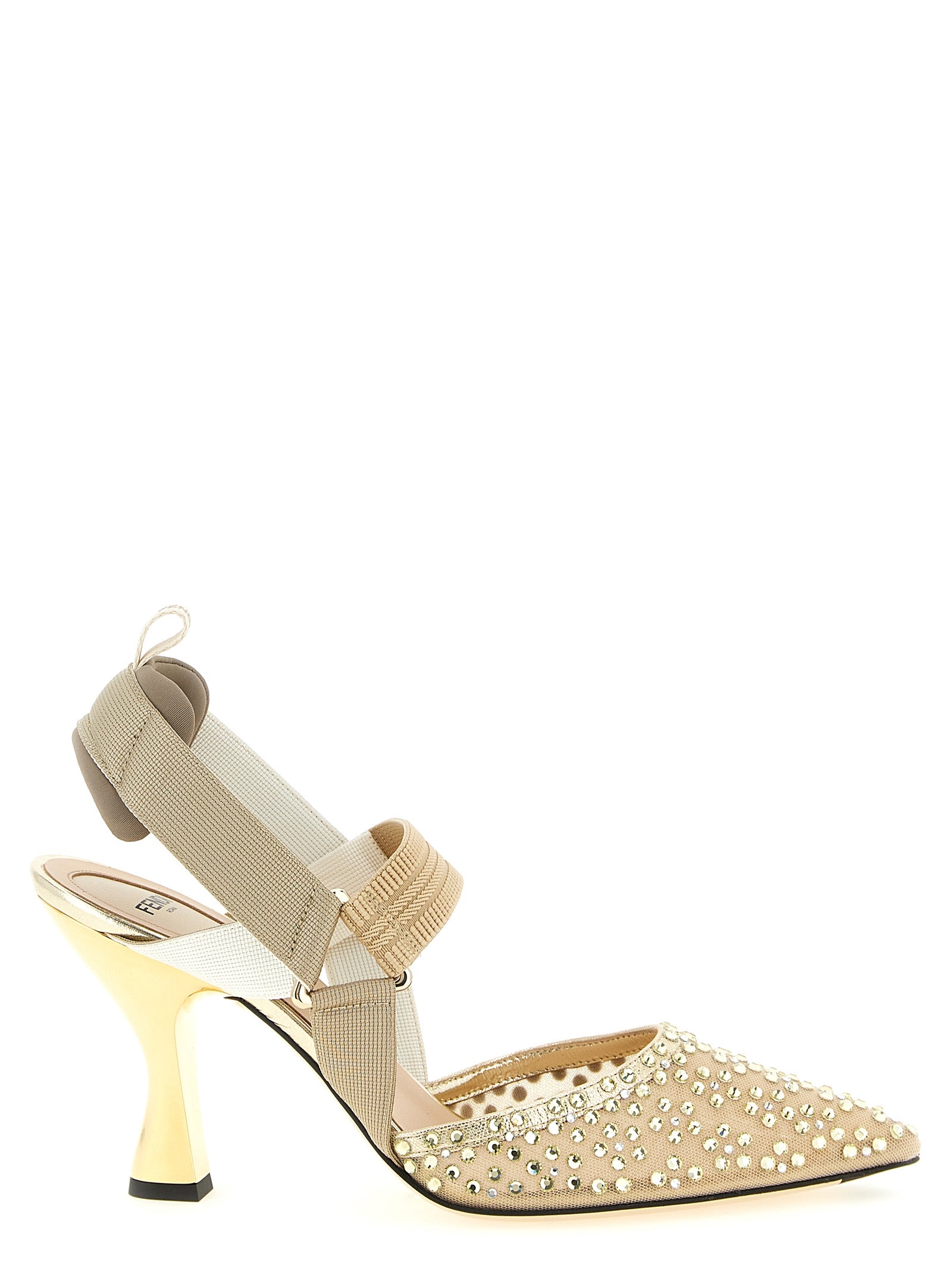 Fendi Beige Colibrì Nylon High Heel Pumps