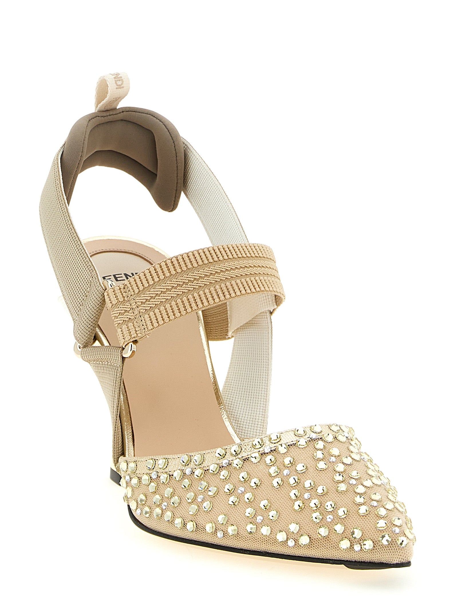 Fendi Beige Colibrì Nylon High Heel Pumps