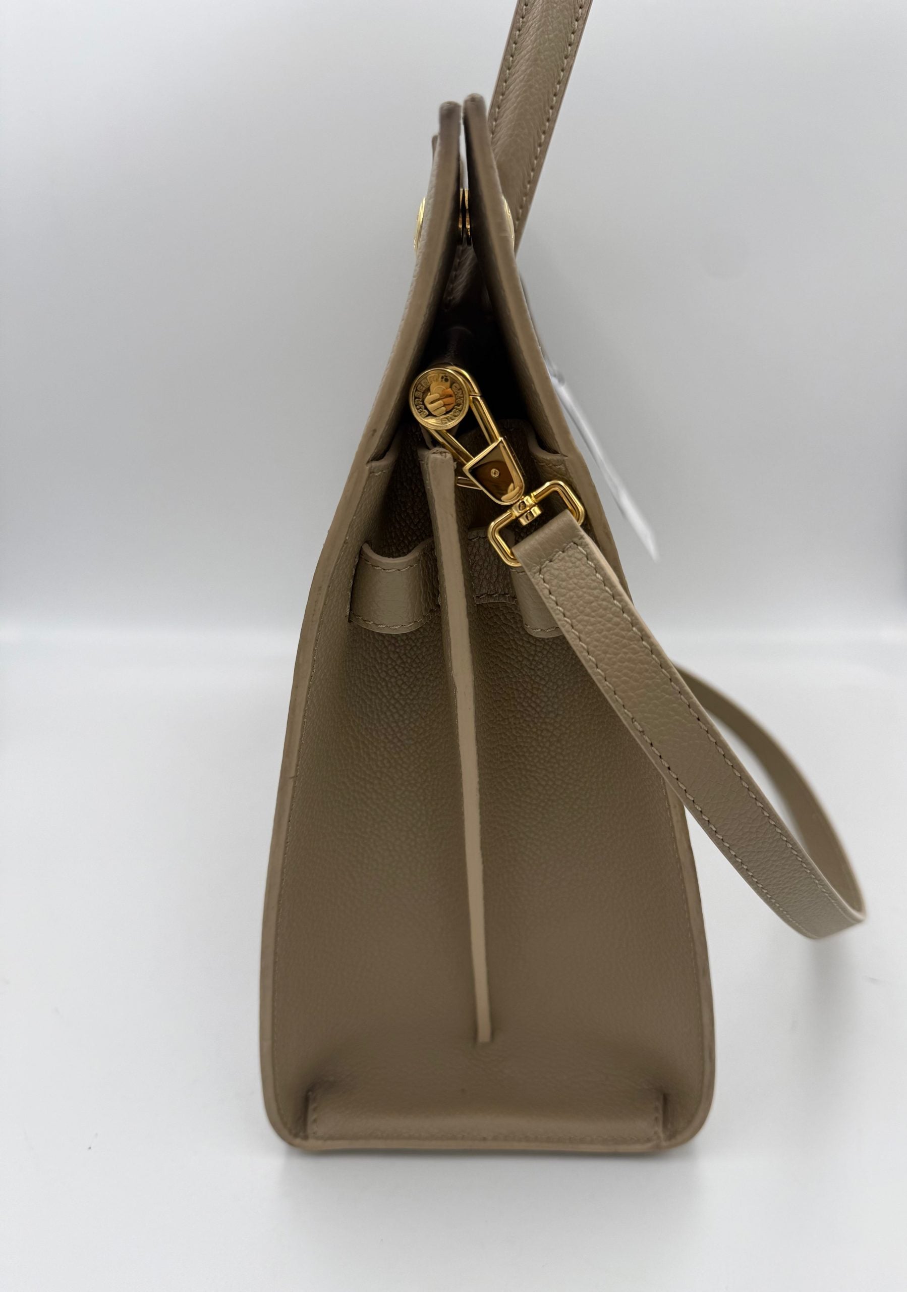 Burberry Brown Beige Leather Tote Bag