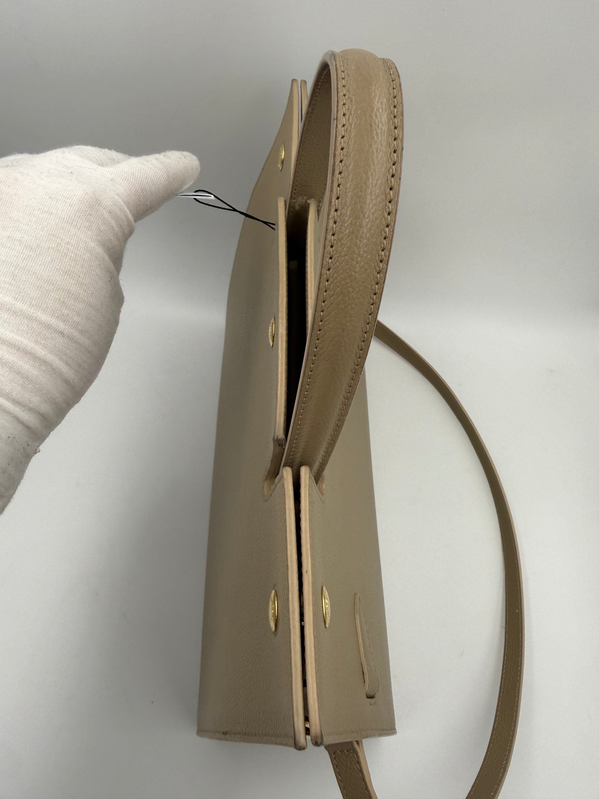 Burberry Brown Beige Leather Tote Bag