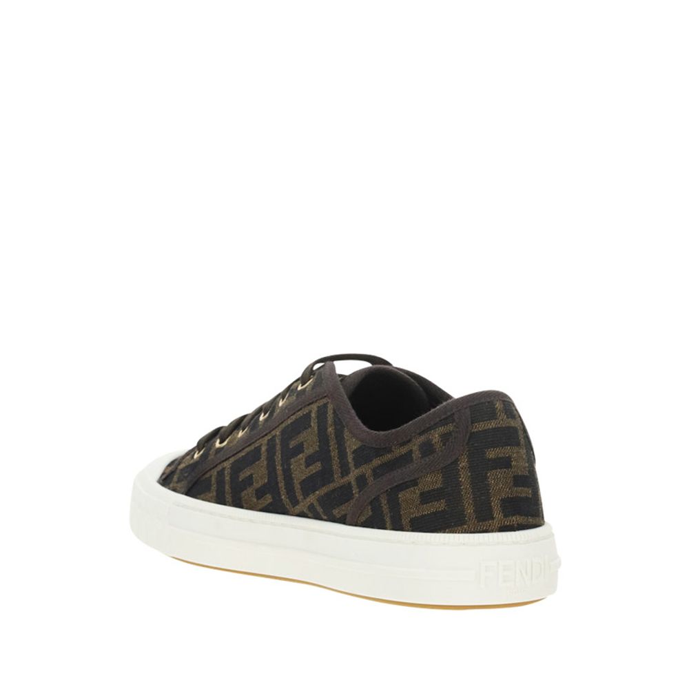 Braune synthetische Low-Top-Sneaker mit Fendi-Monogramm