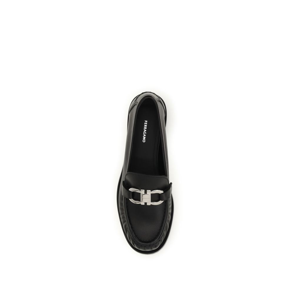 Ferragamo Loafers aus schwarzem Kalbsleder Bos Taurus zum Hineinschlüpfen