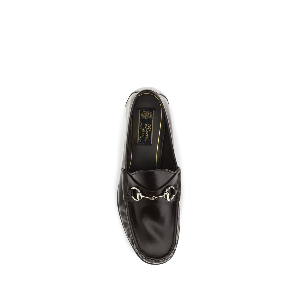 Mocassins à enfiler en cuir de veau marron Gucci