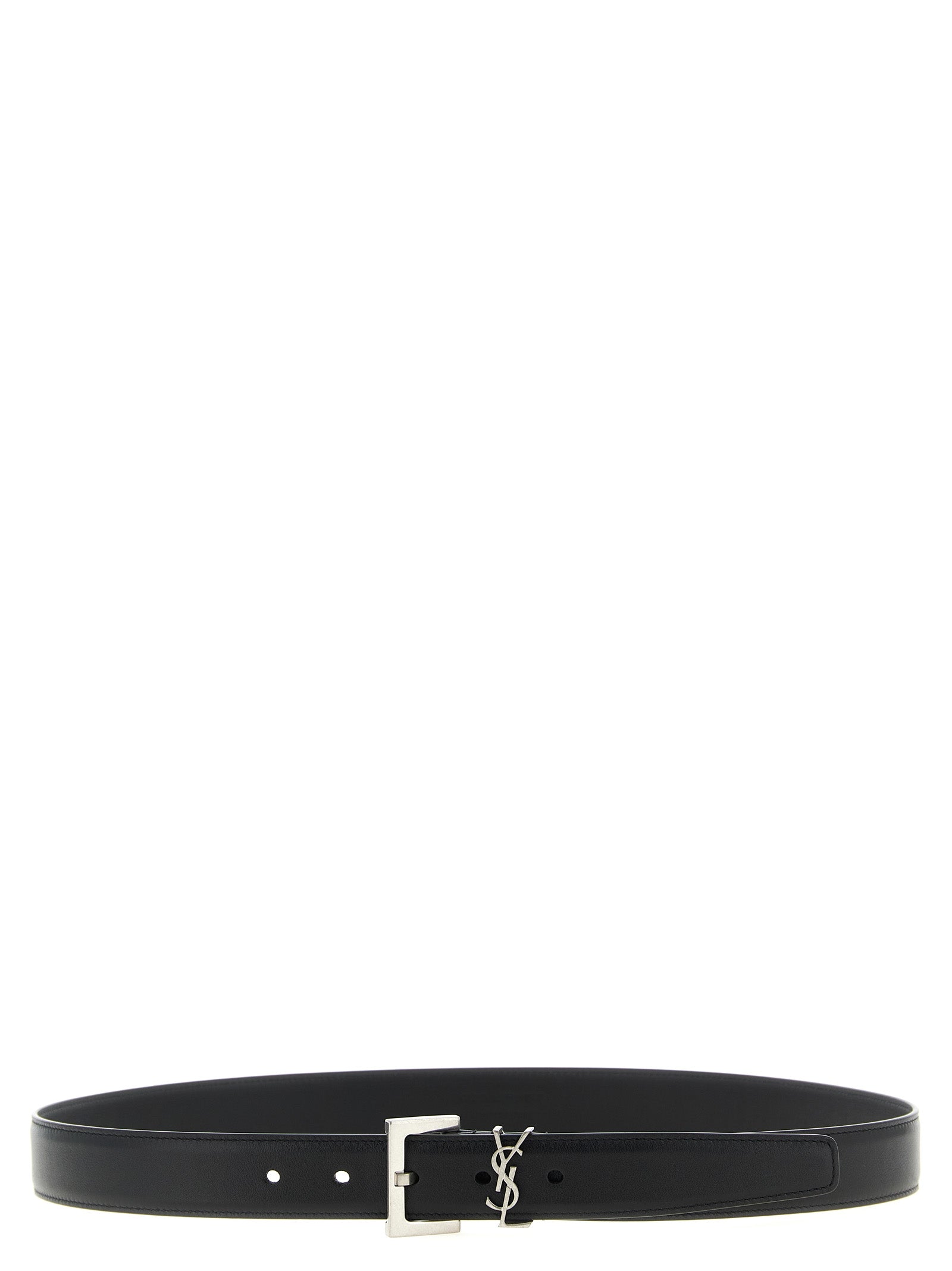 Saint Laurent Black Regular Belt Calf Leather