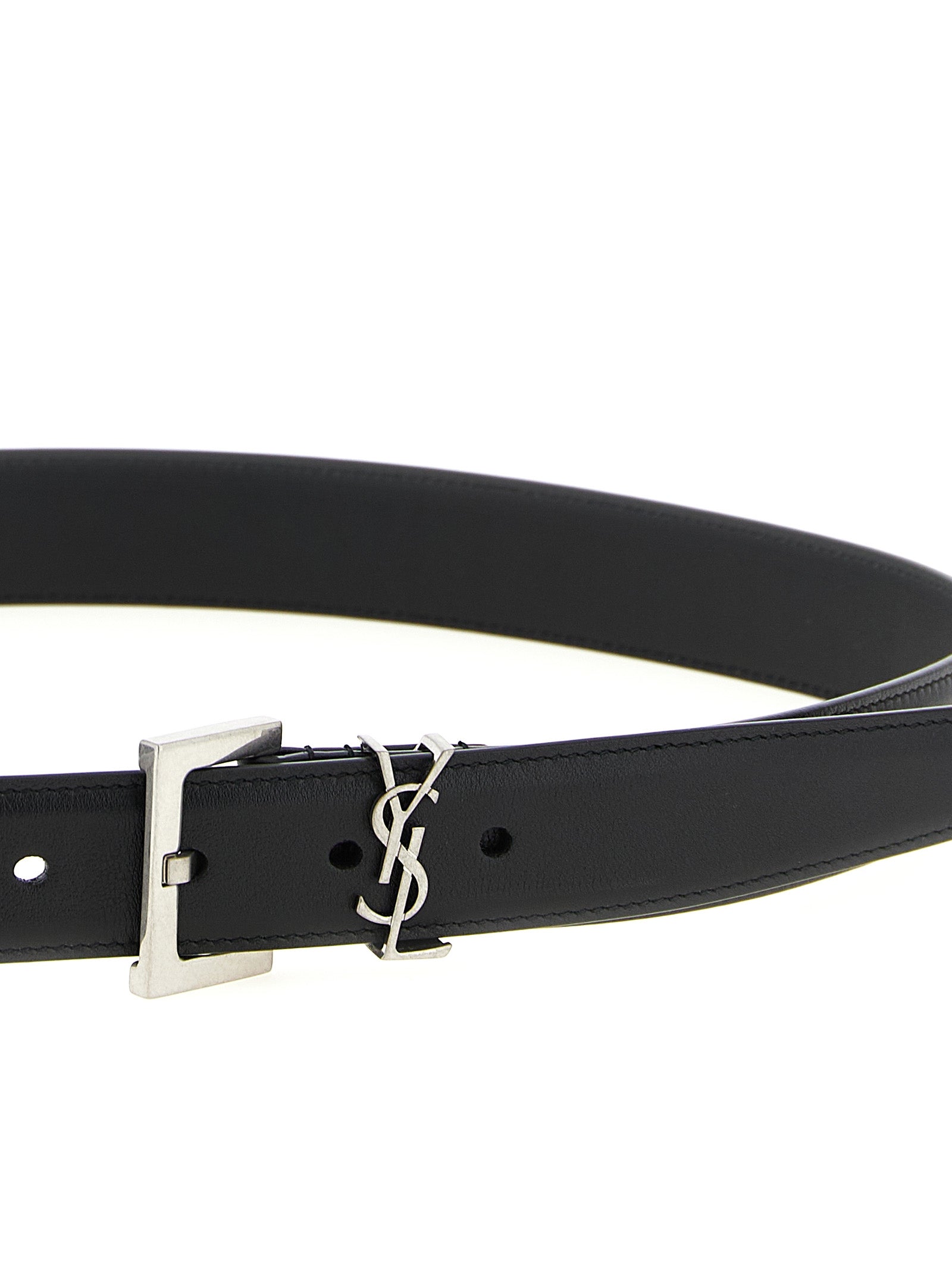 Saint Laurent Black Regular Belt Calf Leather