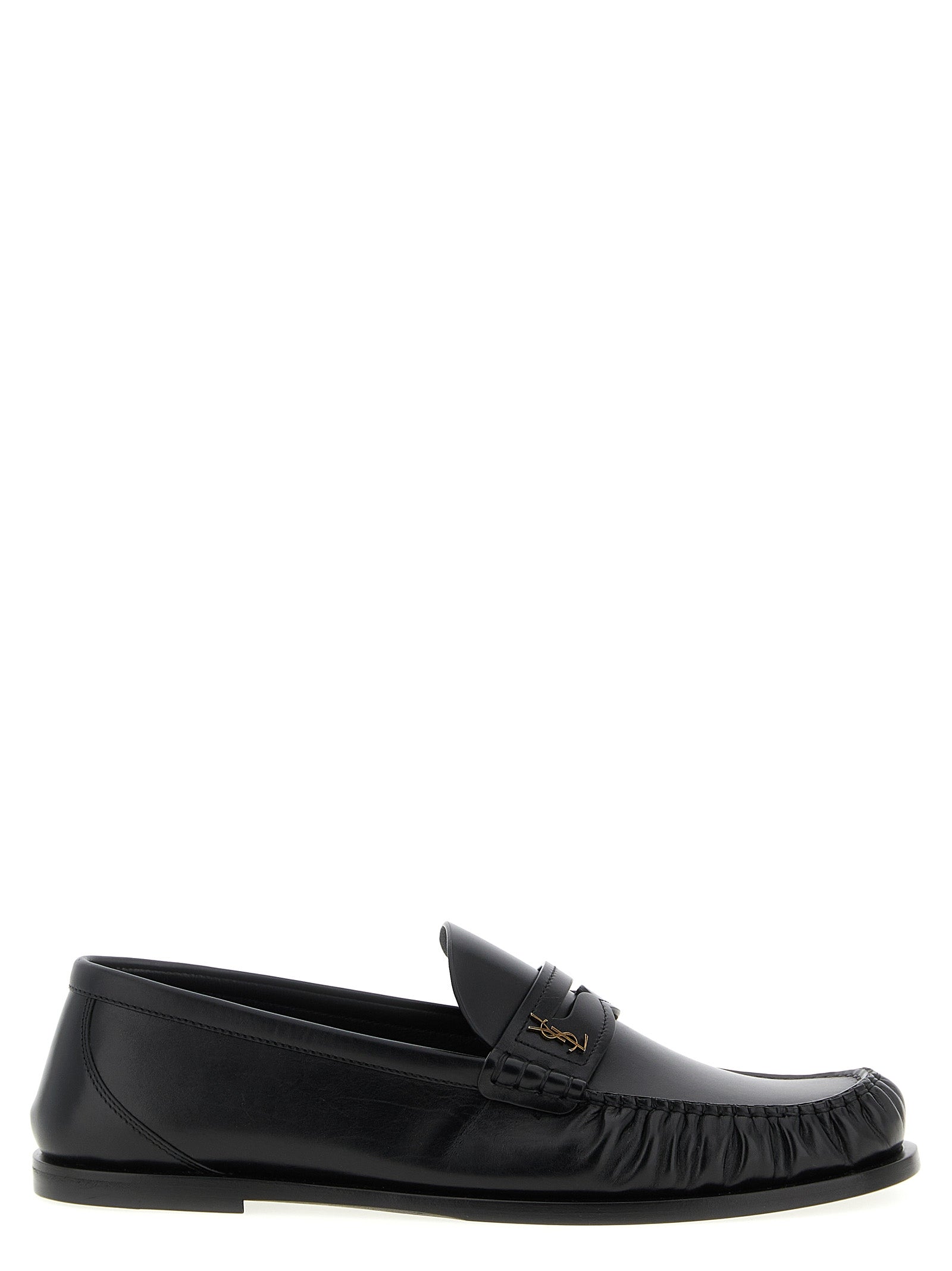 Saint Laurent Black Slip-On Loafers Calf Leather