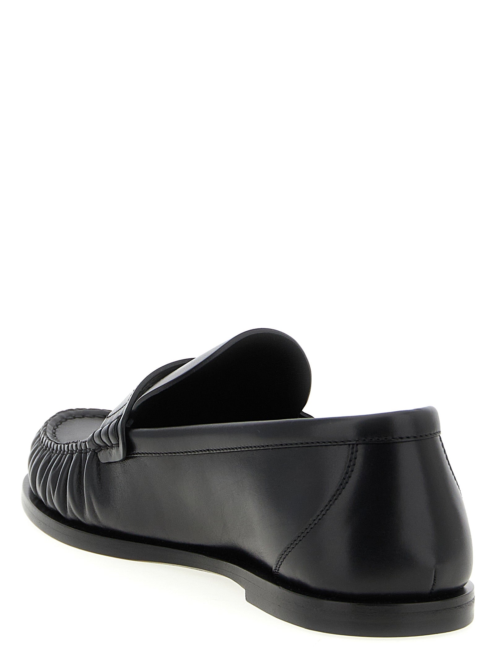 Saint Laurent Black Slip-On Loafers Calf Leather