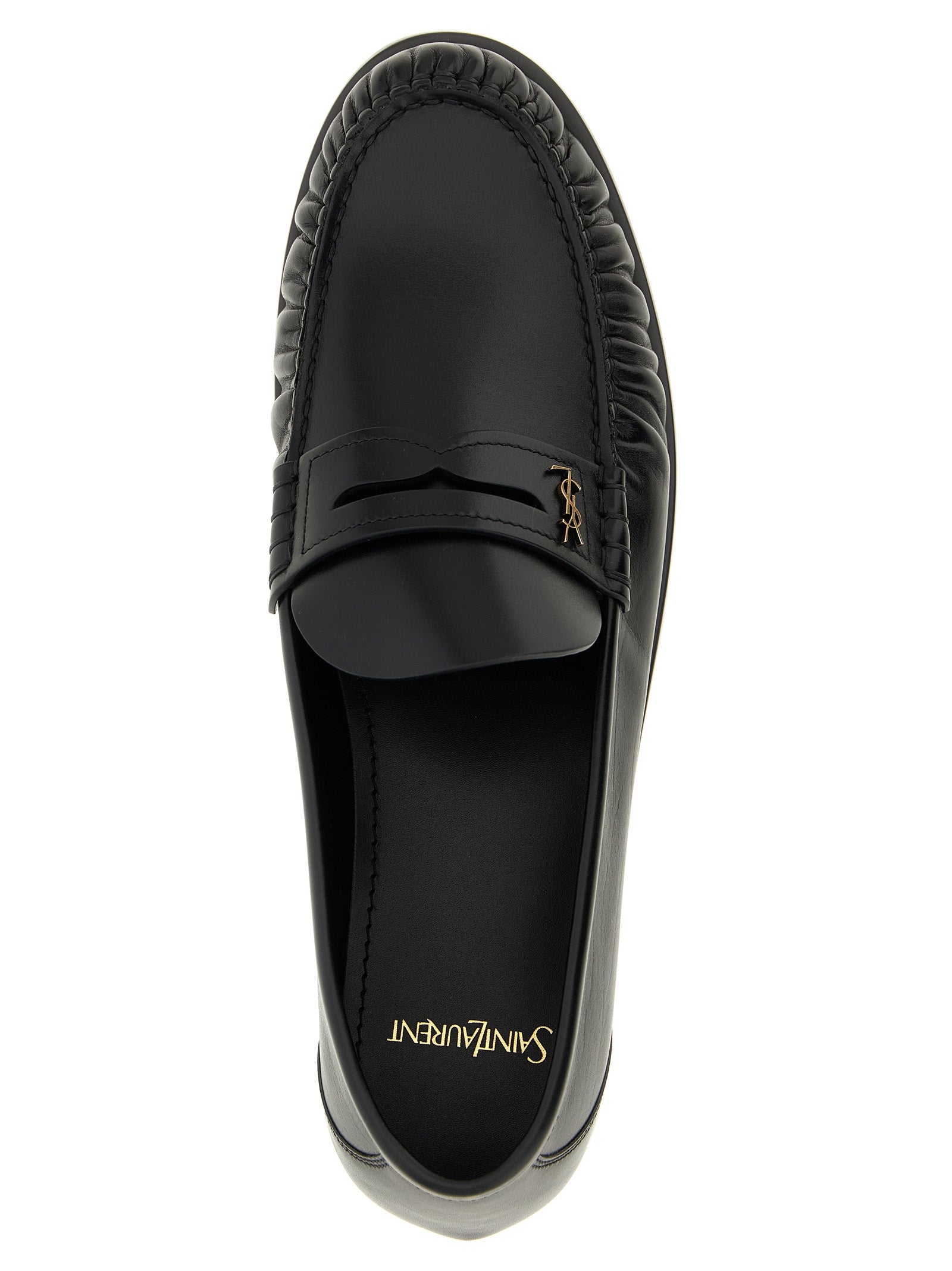 Saint Laurent Black Slip-On Loafers Calf Leather