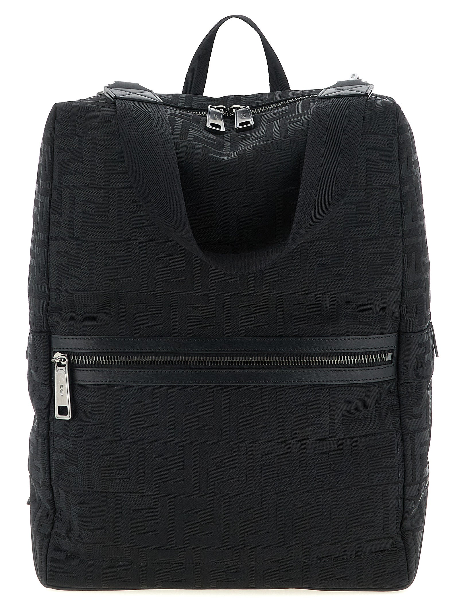 Fendi Black Lui Nylon Backpack Calf Leather