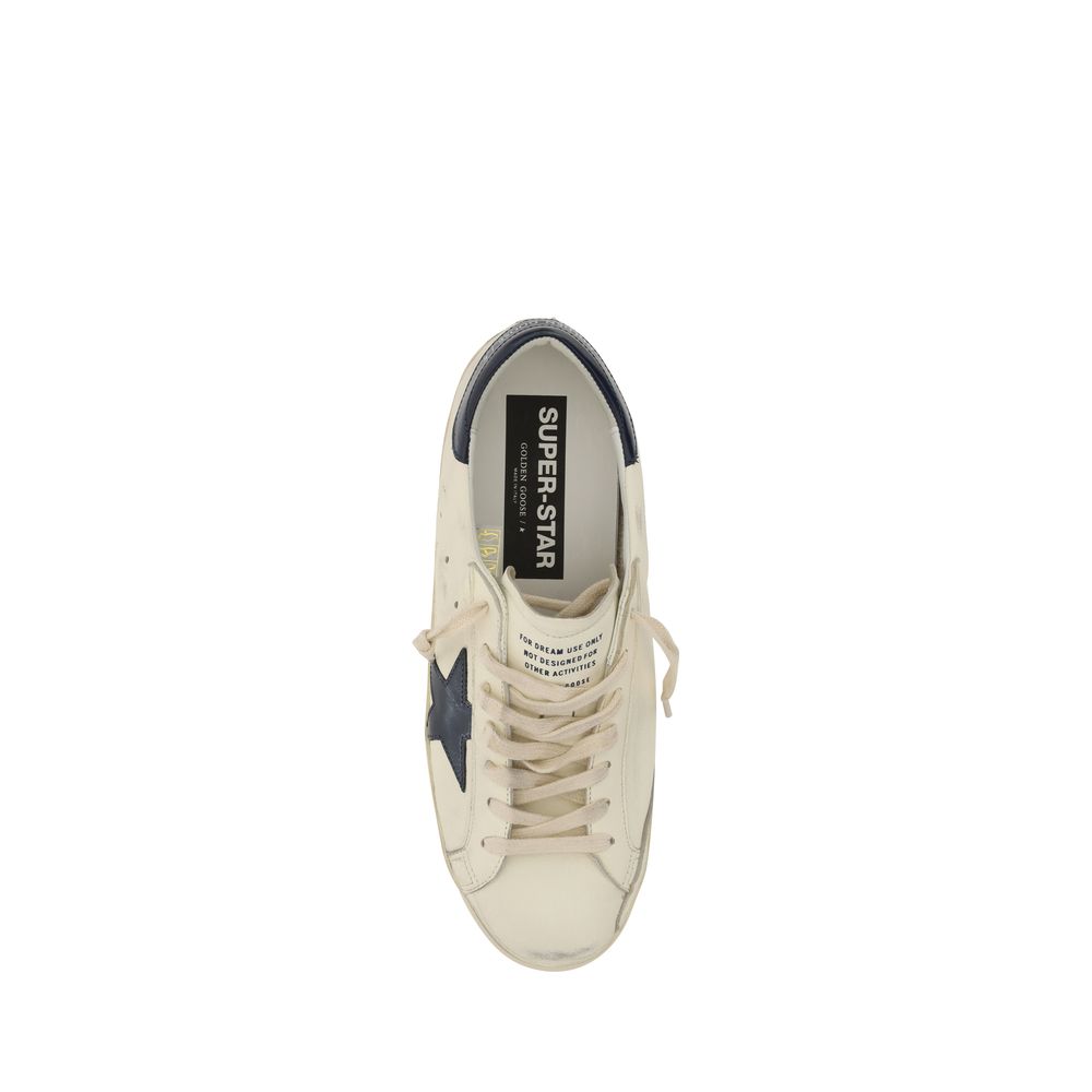 White Leather Low Top Sneakers with Star Detail