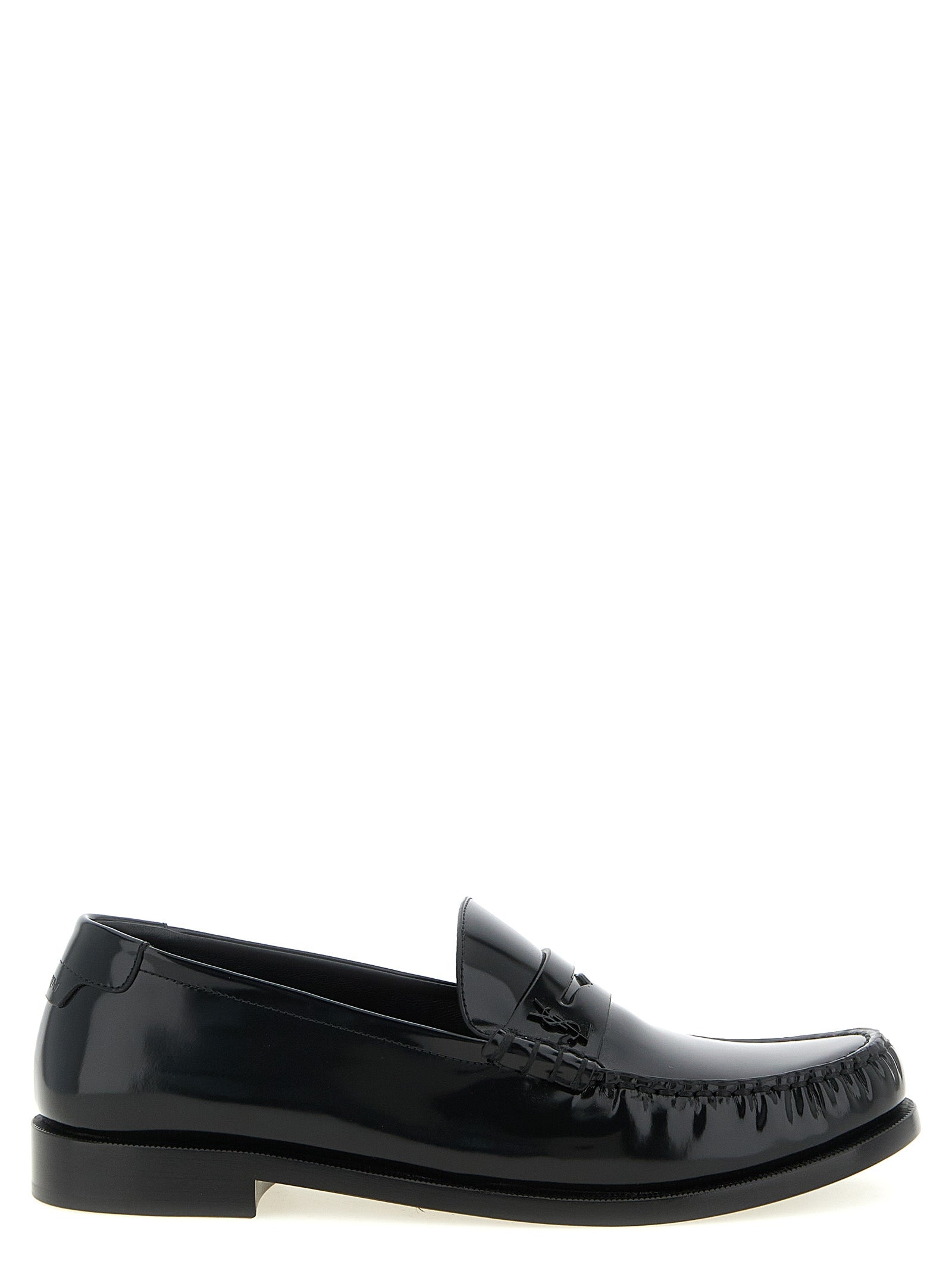 Saint Laurent Slipper aus schwarzem Kalbsleder