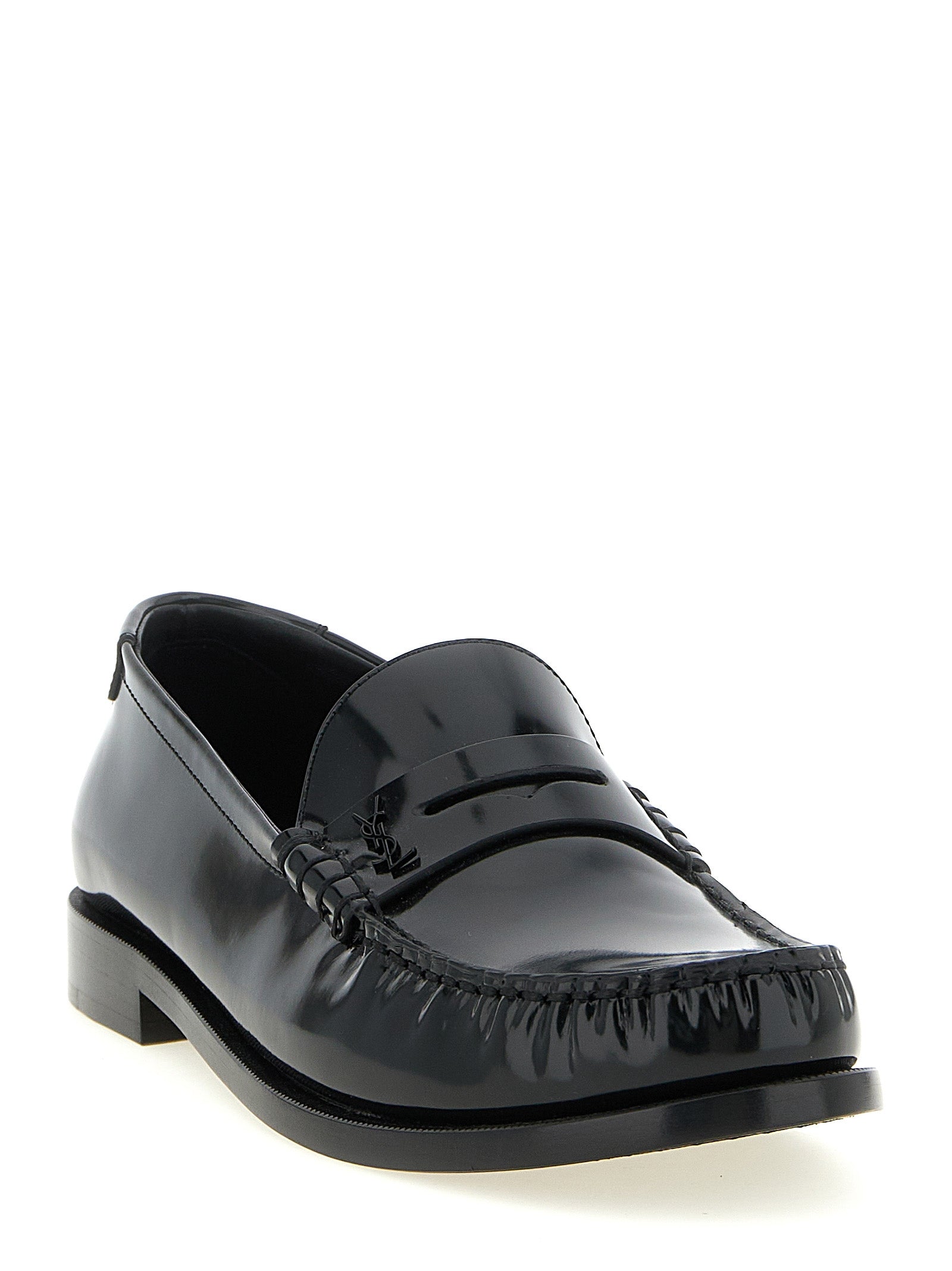 Saint Laurent Slipper aus schwarzem Kalbsleder