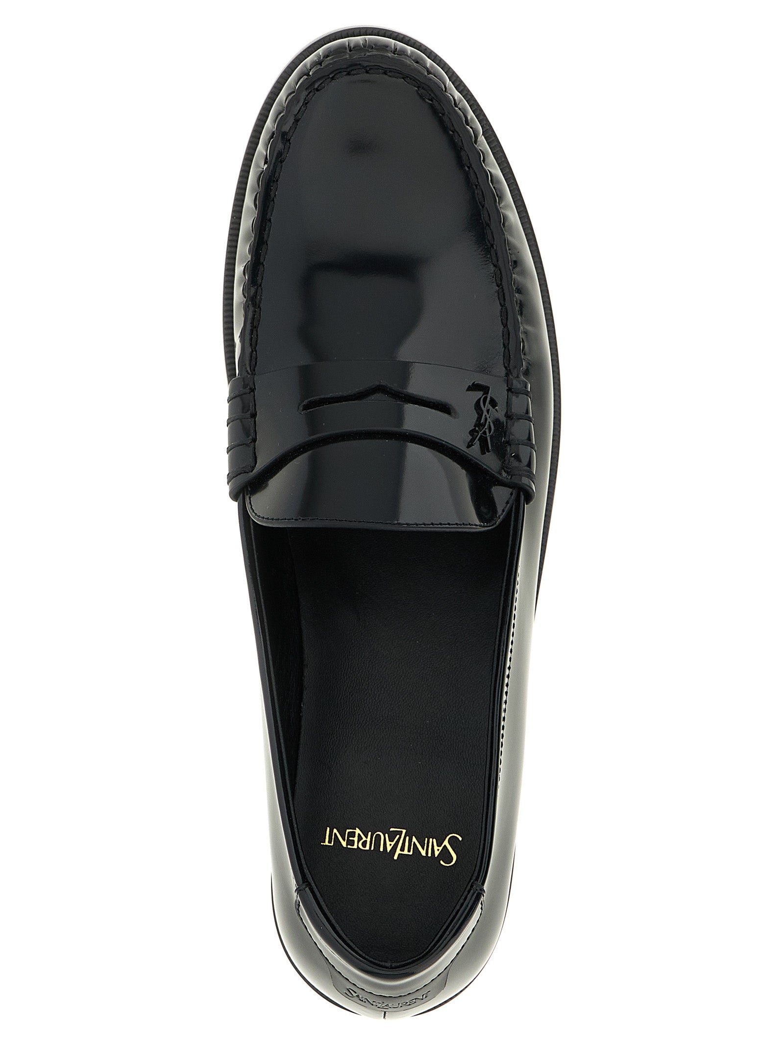 Saint Laurent Slipper aus schwarzem Kalbsleder