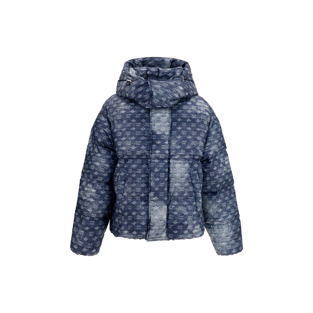 Dsquared2 Blue Monogram Puffer Nylon Jacket